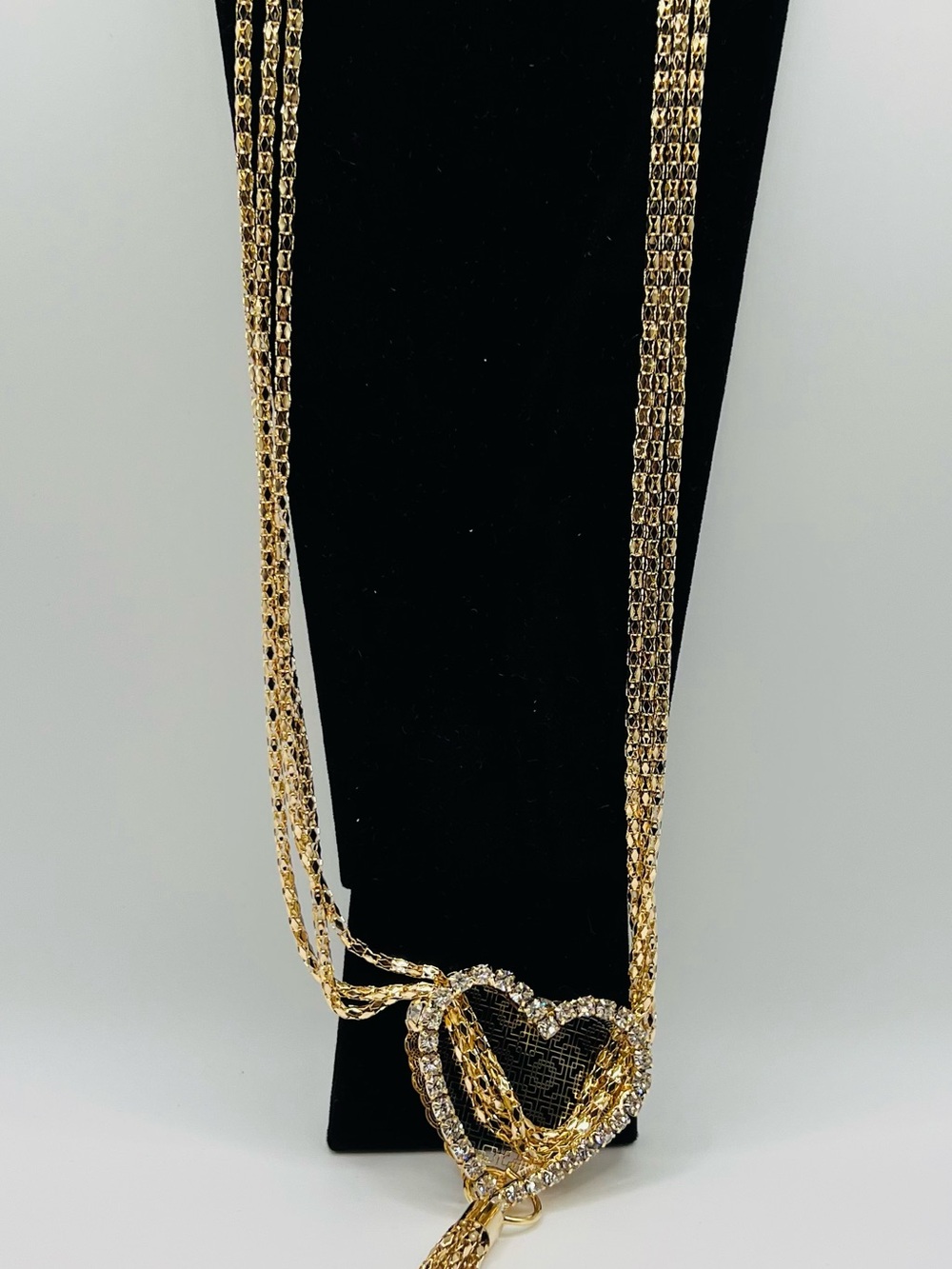 Gold Heart Pendant Multi-Strand Necklace - Women Jewelry